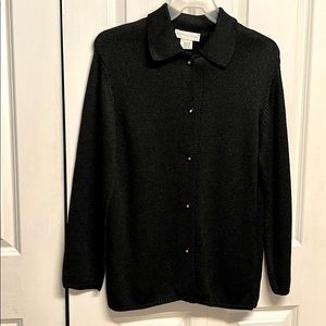 Don Caster Black Viscose Cardigan Sweater Size M